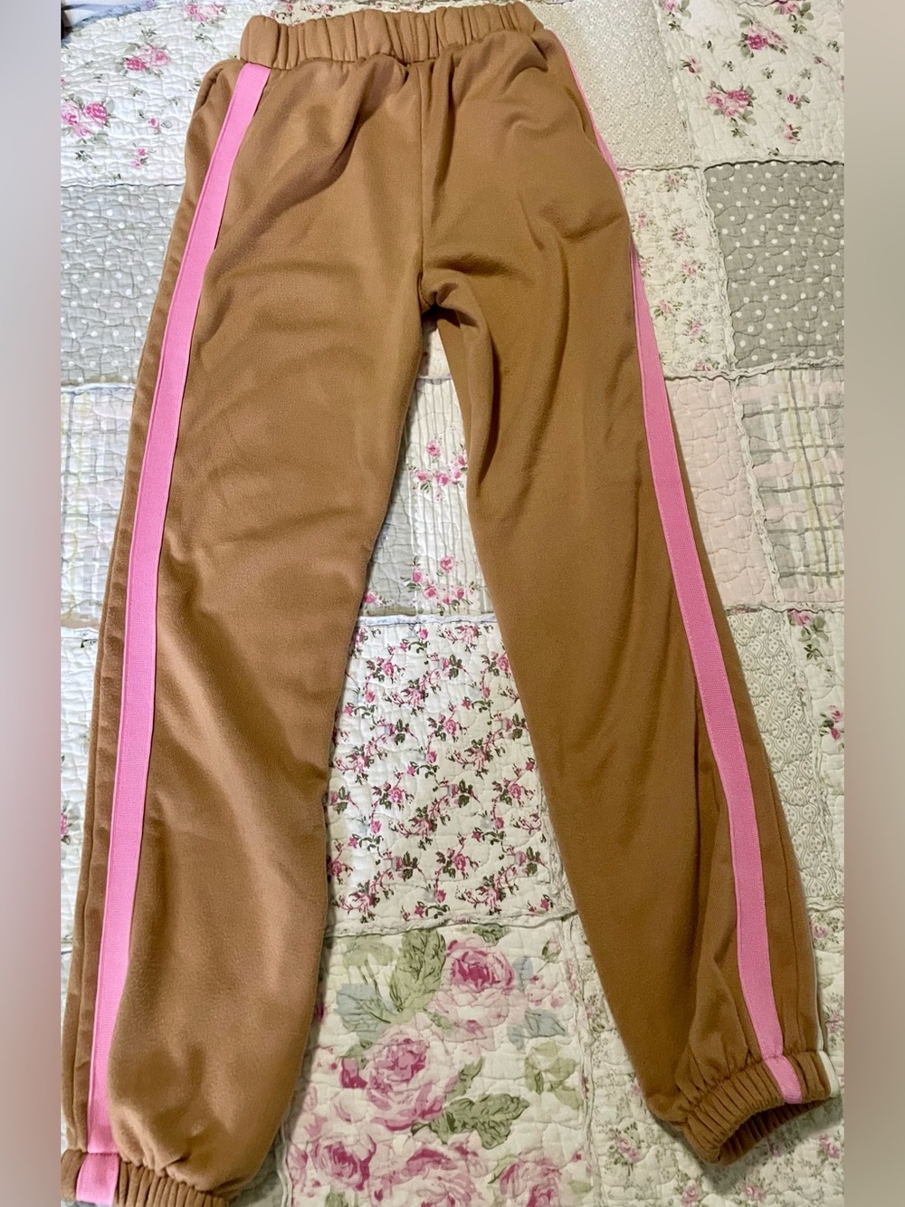 Body Glove Brown Joggers with Pink and Cream Stripe Detail
